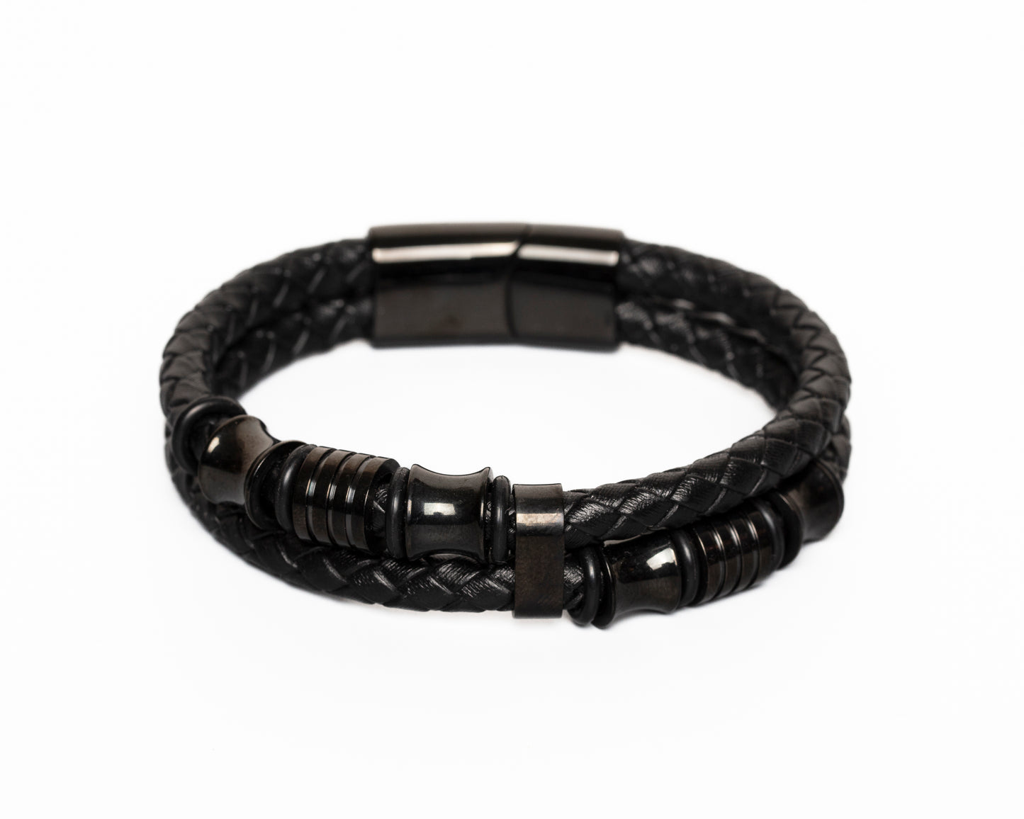 bracelet multirangs cuir et acier