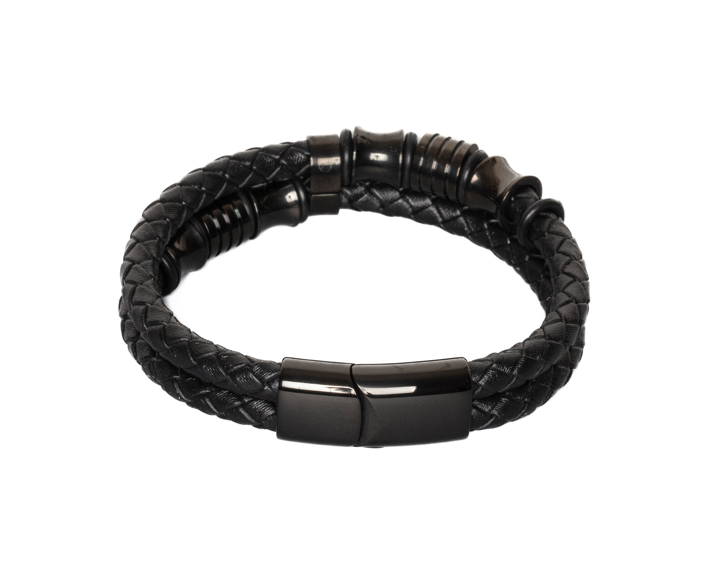 bracelet multirangs cuir et acier
