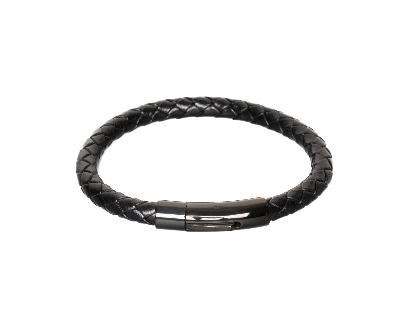 bracelet cuir tressé fermoir noir